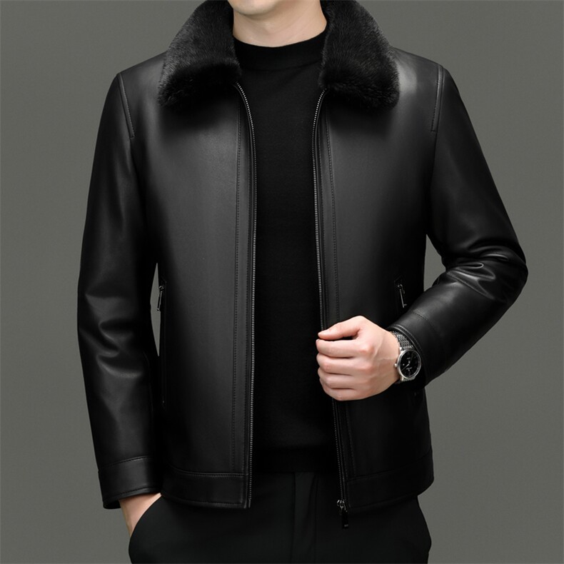 海宁真皮羽绒皮衣2025年新款中老年男士可脱卸鹅绒内胆绵羊皮皮袄，男装皮衣，电商B360A（原721A）