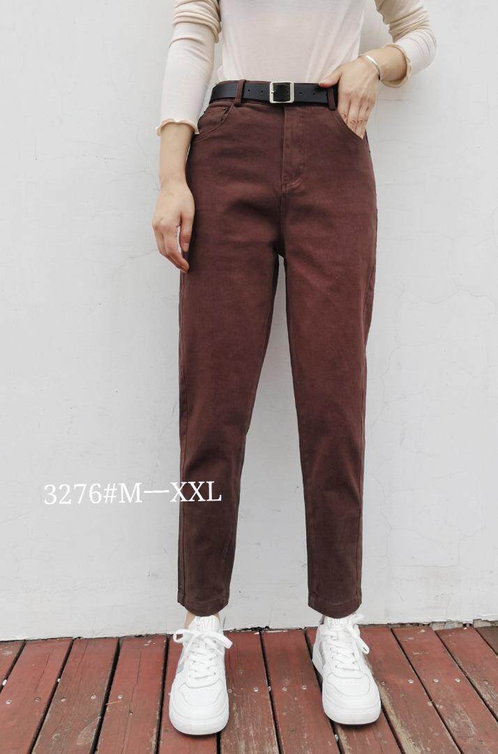 2021秋弹力磨毛牛仔休闲裤手感舒服百搭四色M一XXL，女装休闲裤，简 影