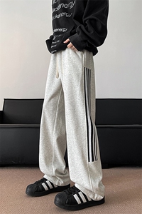 秋季美式高街运动拼接三条杠休闲卫裤货号K2434P55控价78图片