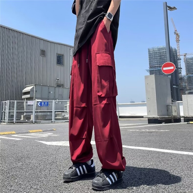 美式高街多口袋工装裤男夏季红色运动裤1001-1-K285-p39,男装工装外套,星座1001-1