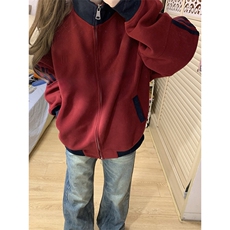 抖音得物高品质美式高街重磅结构设计拼接织带立领卫衣外套CM42，女装短外套，电商A486-1