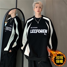 美式潮牌圆领卫衣男秋冬季宽松撞色加厚情侣上衣男W0112-P73，男装卫衣，电商C307