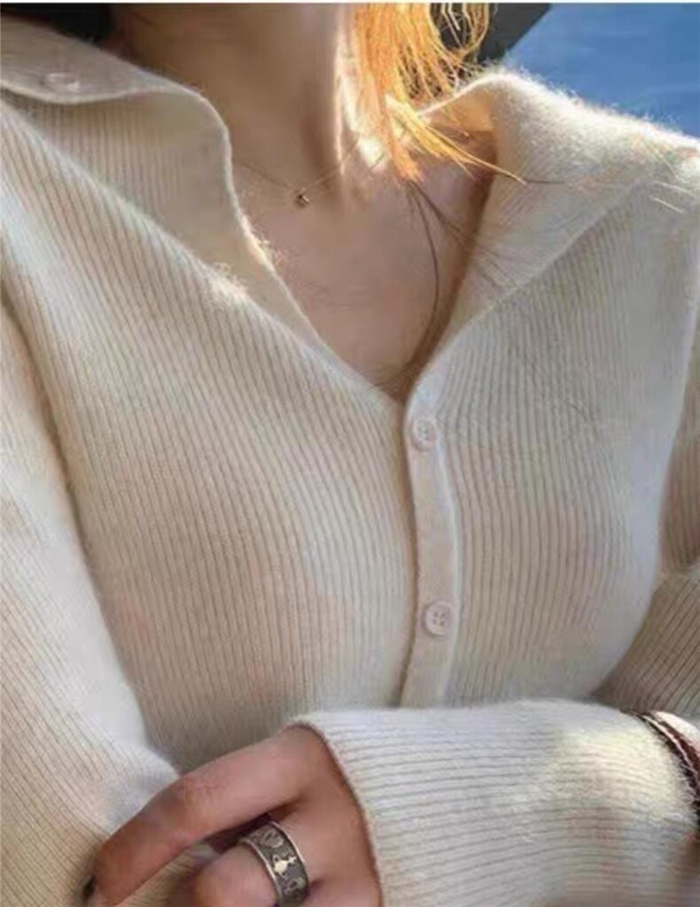 新款舒适高级感经典纯色V领羊毛打底衫,针织衫/毛衣,艾驰羊绒