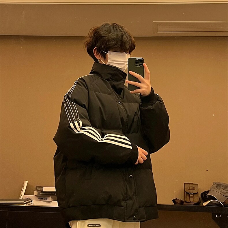 防水防污！抖音立领条纹面包服棉衣加厚保暖1611B-M99-P90,男装棉衣,星座1611B