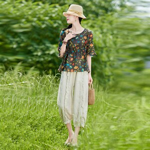 苎麻高端夏季两件套时尚新款2022年休闲洋气宽松显瘦阔腿裤套装女，女装套装/套裙，辉之琳