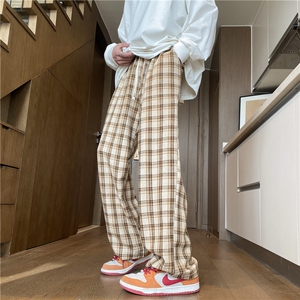 抖音品质港风潮流复古格子百搭宽松休闲裤B315-K24014-P50控68图片