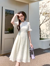 潮风盘扣连衣裙，女装连衣裙，天使公主