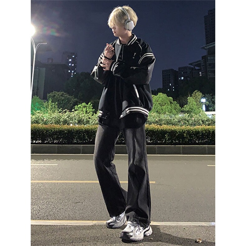 美式hiphop牛仔裤修身直筒微喇叭裤图片