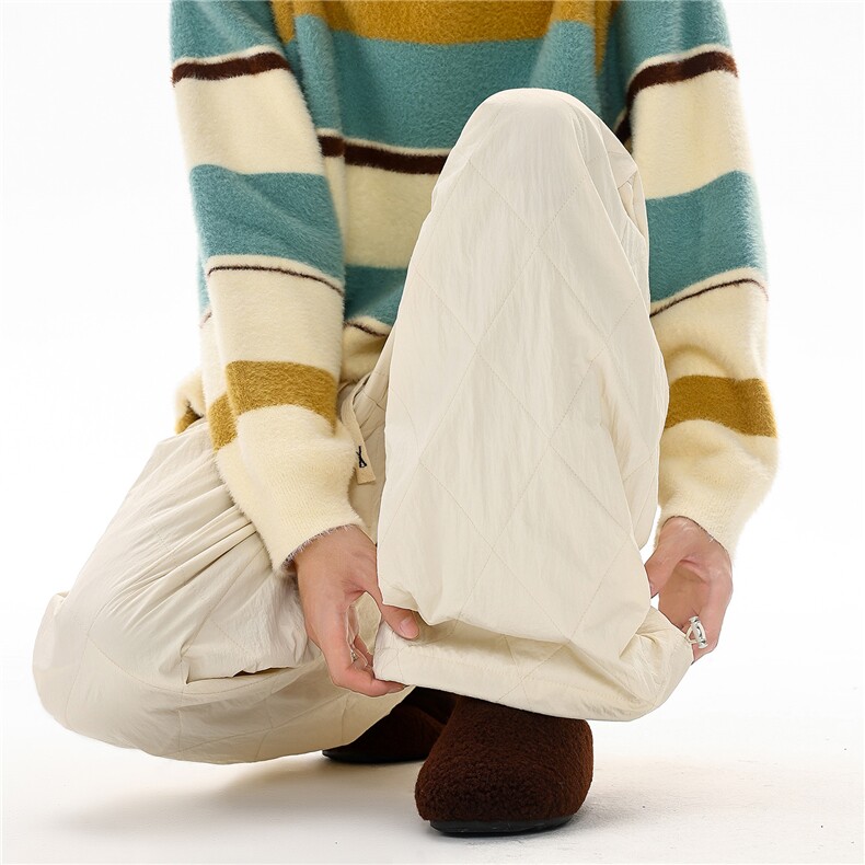 ZK8055-特P48菱格压线夹棉裤子秋冬大码休闲直筒裤，男装棉裤，电商A059