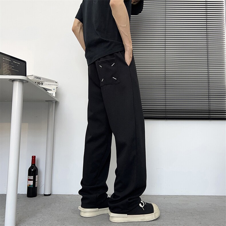 美式高级松紧腰抽绳裤子男小众设计感宽松垂感休闲长裤KZ0123-P38,男装休闲裤,星座308B-1