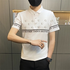 PL017-P35社会小伙男装短袖t恤夏季衬衫领Polo衫男士翻领印花，男装Polo衫，电商D310B