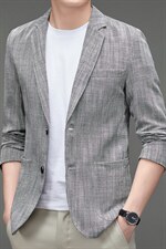 亚麻小西装男宽松棉麻外套中老年休闲西服男上衣单件MNSAX3-P205图片