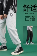 K12008-P40加绒-P50束脚纯棉运动裤男士休闲裤大码宽松卫裤男，男装休闲裤，电商A040