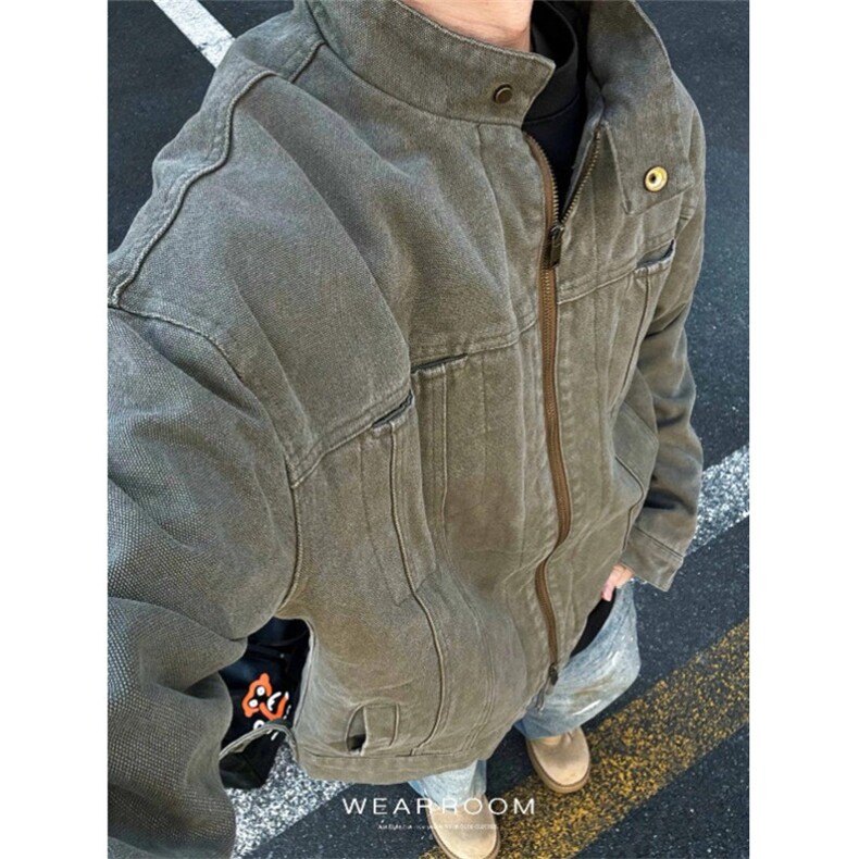 复古重磅立领工装外套男生秋季百搭休闲纯色哈灵顿夹克JK962,男装夹克,星座1116A（原606A-3）