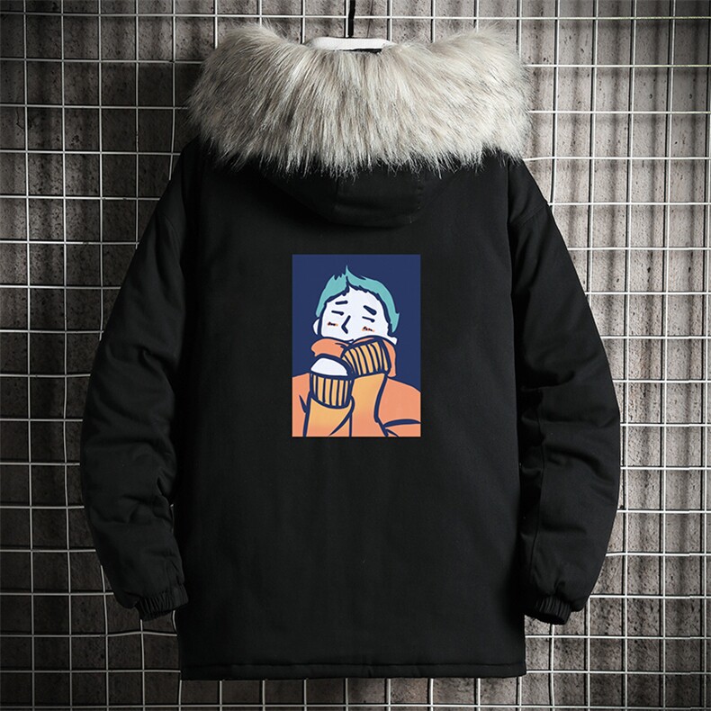 MM48042-P130冬季大毛领衣男士大码加厚袄男服网格挂拍,男装棉衣,电商A040A
