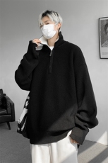 8XL-M立领半拉链毛衣男大码慵懒风宽松日系针织衫外套MY19002P78，男装针织衫/毛衣，电商B312