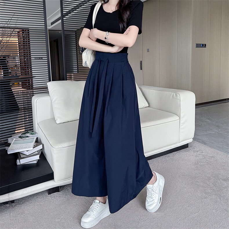 法式复古优雅高级感直筒裤女2025夏季新款小个子宽松显瘦阔腿裙裤,女装休闲裤,水衣源