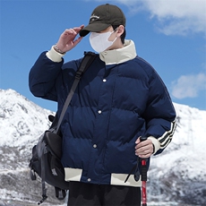 新款宽松棉衣男士立领加厚保暖防寒冬装外套三条杠棉服6667-P60，男装棉衣，星座1403A
