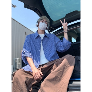 美式复古蓝色连帽/翻领衬衫男衬衣外套上衣DC2243/DC2244-特价P35图片
