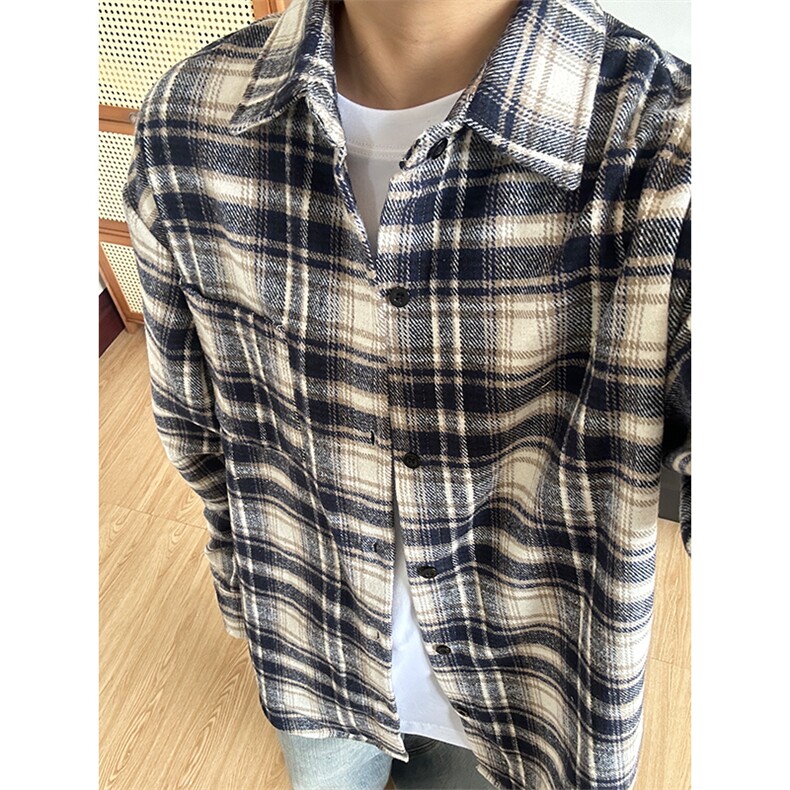 380G磨毛秋冬新款格纹翻领衬衫加厚磨毛格子外套CS327-P45,男装衬衫,星座301C-5
