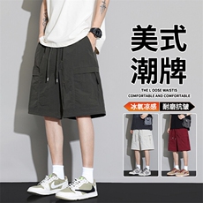 抖音品质潮牌运动短裤冰丝五分休闲大裤衩A146-GY523特p30量大优，男装牛仔裤，HDA146