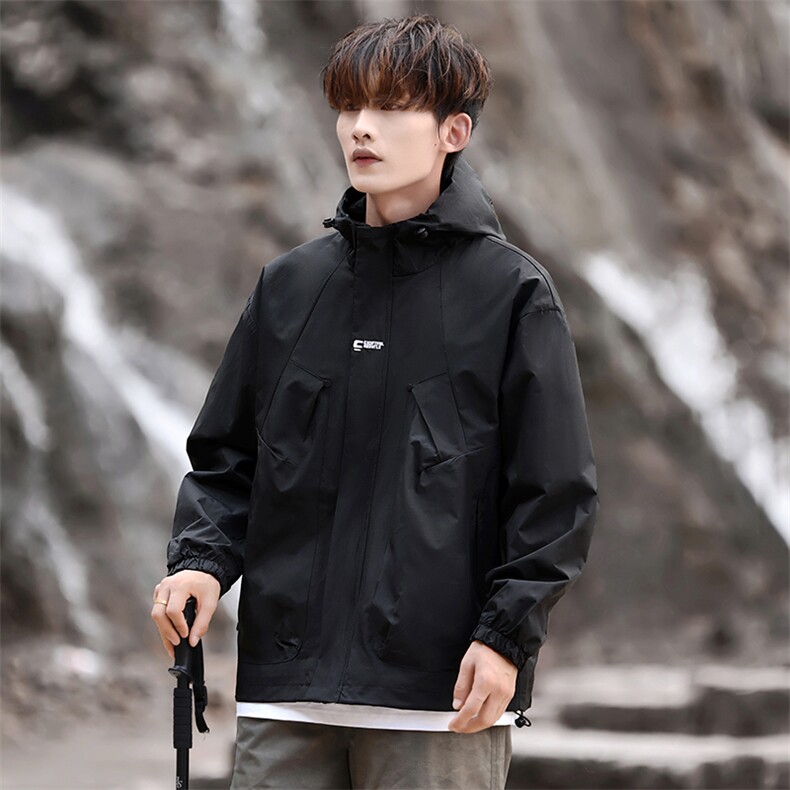 冲锋衣户外秋季情侣男士夹克连帽刺绣外套防水潮A266-JK8011-P45，男装夹克，电商A266