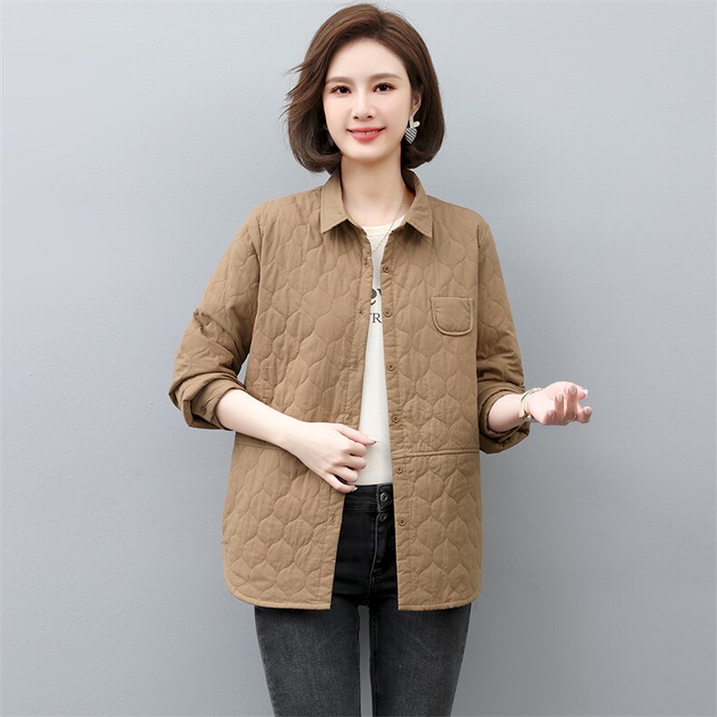 薄款棉衣女2022新款秋冬棉服妈妈薄款冬季棉袄韩系夹棉衬衫图片