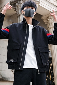 2021春季新款休闲男士夹克简约棒球服工装外套潮男DS316TP80,夏天黑色半身折皱裙搭配图片