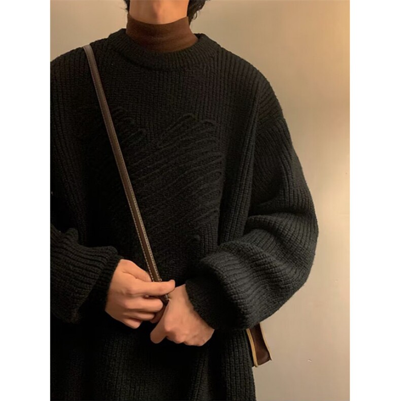 方块分割提花拼接毛衣通勤线衫休闲针织衫2025冬季品M7004,男装针织衫/毛衣,星座1116A（原606A-3）
