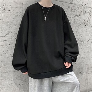 华夫格卫衣圆领卫衣男大码长袖t恤男外套 HW76099-P30加绒款-P40图片