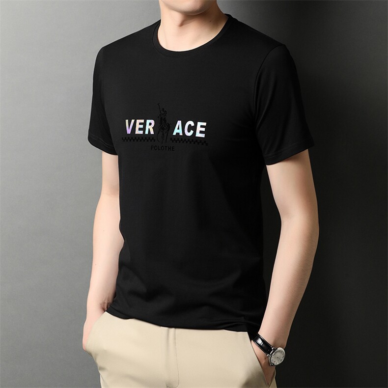 时尚宽松2023年夏季修身男装百搭潮流圆领短袖纯色T恤GR5880,男装T恤,电商B212（原钱塘6029）