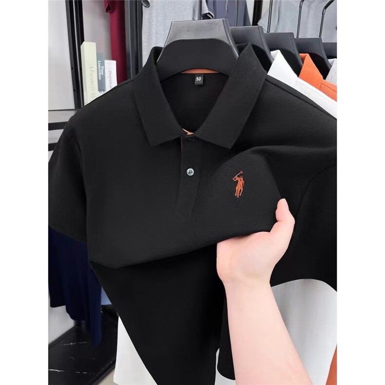 夏季Polo衫高端商务短袖POLO衫宽松男士T恤纯色刺绣休闲翻领上衣,男装T恤,星座1210-1