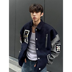 W8997-P63网图现货春季新款外套美式高街情侣夹克百搭棒球服，男装夹克，星座1608-2