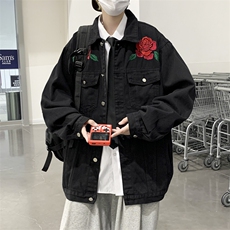 美式复古高街牛仔外套男女宽松ins原宿港风情侣装潮牌JK0259-P68，男装夹克，星座308B-1
