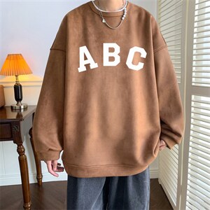 ！22秋季新款宽松大码港风ABC麂皮绒圆领卫衣JW1953-p50控68图片