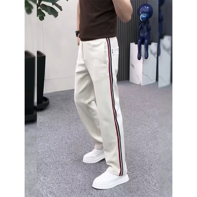 欧洲站潮牌裤子男刺绣提花织带男装运动休闲裤薄款夏季修身小脚裤,男装休闲裤,星座506A