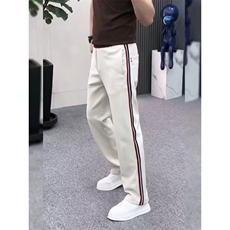 欧洲站潮牌裤子男刺绣提花织带男装运动休闲裤薄款夏季修身小脚裤，男装休闲裤，星座506A