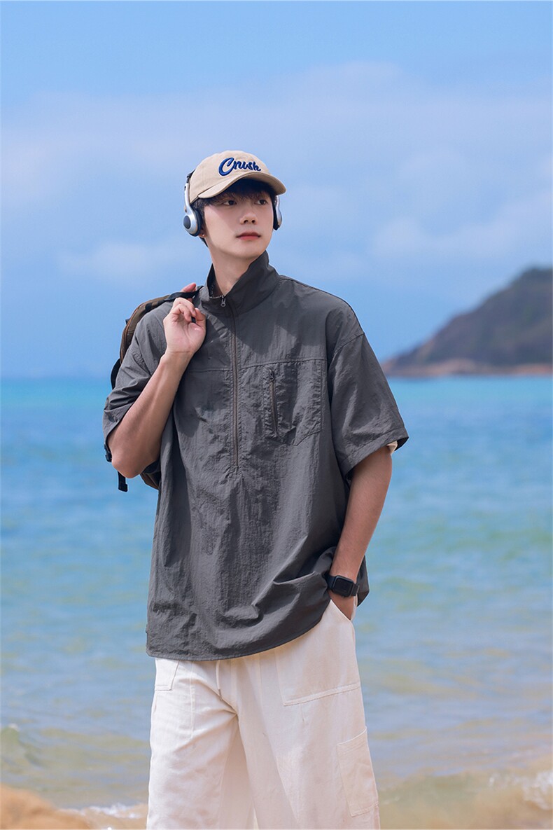 特P30无差价新款夏季时尚百搭衬衫-HC2997日系相机风3/10号左右,男装衬衫,电商A003