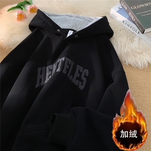 db107加绒加厚tp60 重磅美式套头连帽cleanfit卫衣男女同款图片