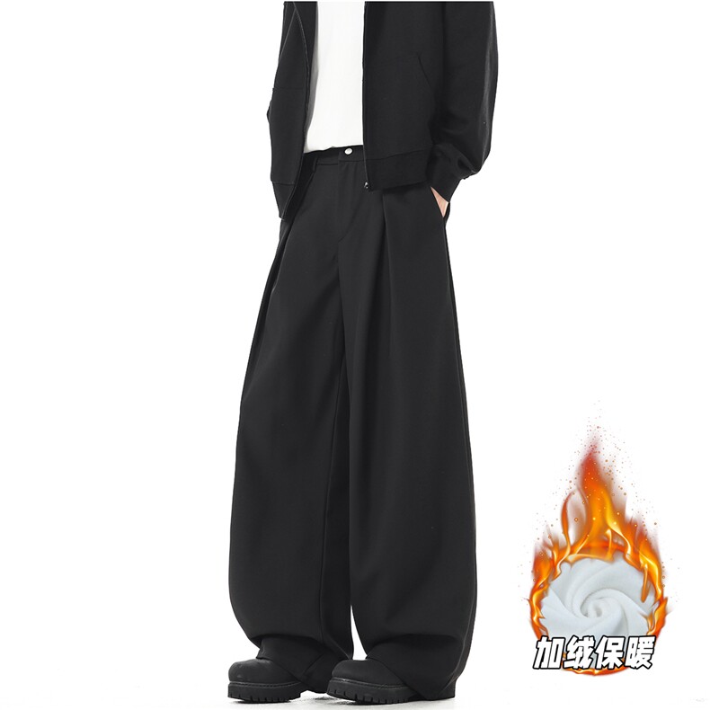 YK329特P40加绒P48无影墙初冬老钱风加绒加厚褶皱显高显瘦西裤，男装西裤，电商A249