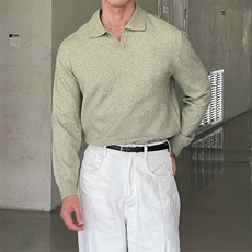 老钱风海鸥领复古针织毛衣慵懒纯色套头针织衫G5730/P65，男装针织衫/毛衣，电商A243