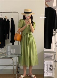 法式泡泡袖连衣裙夏季设计感众温柔高级感初恋裙子图片