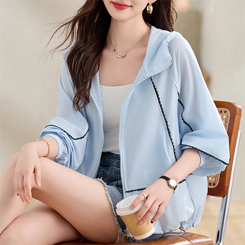2025夏新款薄防晒衣服女韩版短款洋气小款外套百搭站欧洲ins潮,女装防晒衣,沐七七