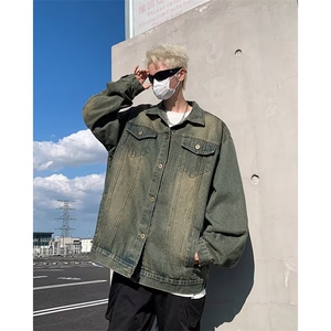 美式复古水洗牛仔外套男春秋潮牌古着高级感休闲工装夹克8846/P60图片
