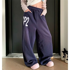 美式复古松紧腰字母印花宽松运动卫裤街头baggy阔腿休闲裤男女，男装休闲裤，四季星座505