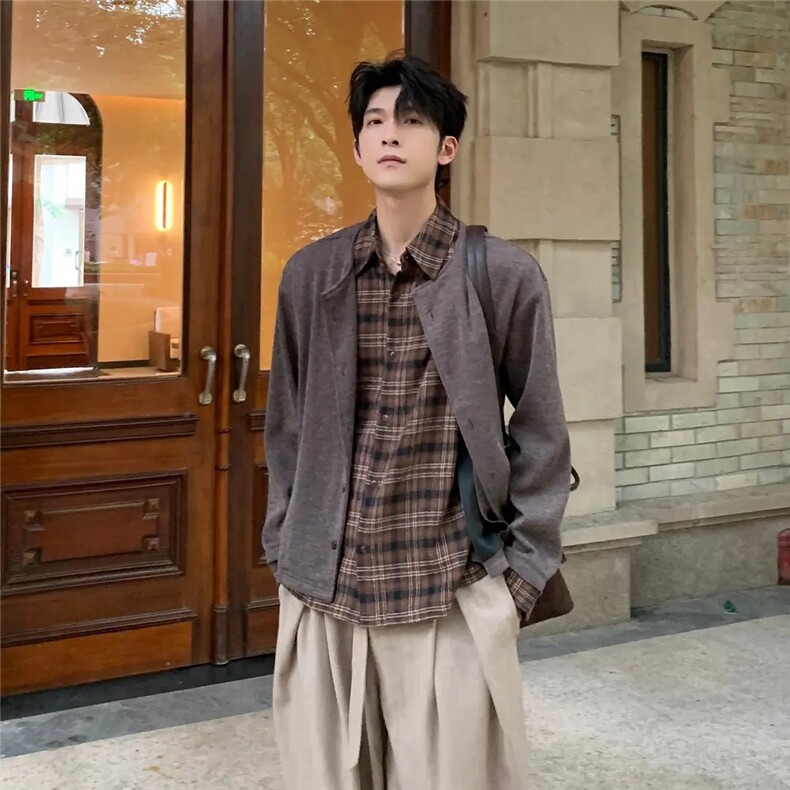 JK728-尺码S-2XL-特P68-现货5万件-假两件拼接新贵衬衫针织衫外套，男装衬衫，星座1811B