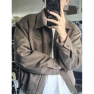 黑色正肩短款外套男秋季高级感痞帅美式飞行员夹克cleanfit棒球服图片