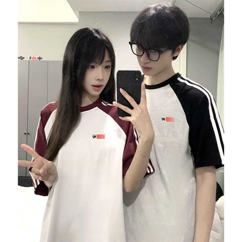 2025美式220克三条杠撞色短袖T恤网图C403A-ZST2608特P25,男装T恤,电商C403A