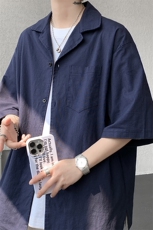 8XL-M亚麻短袖衬衫男夏薄款宽松休闲百搭大码半袖衬衣DC28002P50，男装衬衫，电商B312