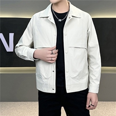 米灰色干净简单春季夹克翻领上衣外套JK8511-P85，男装夹克，星座1012-1